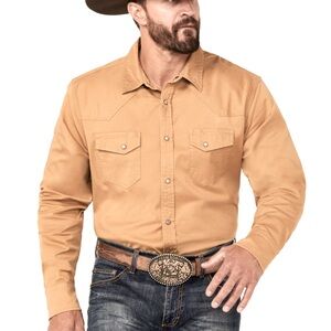 BLUE RANCHWEAR MEN'S SOLID TWILL LONG SLEEVE SNAP WESTERN SHIRT